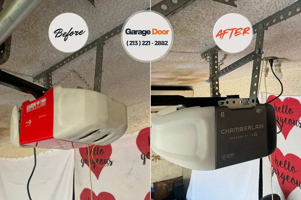 Before and after: garage door repair Staunton, IL